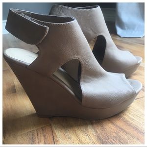 Taupe Chinese Laundry Open Toe Wedge